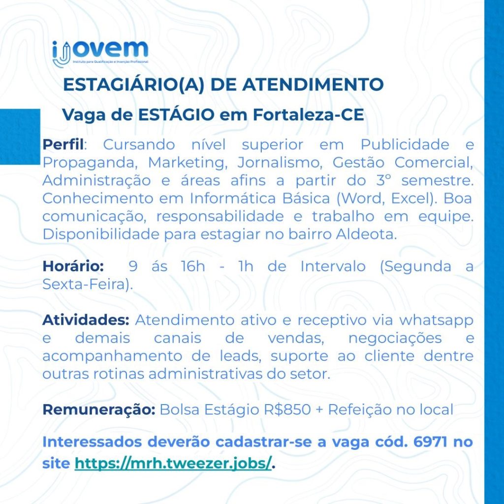 Vaga Assistente de RH em Fortaleza/Ce